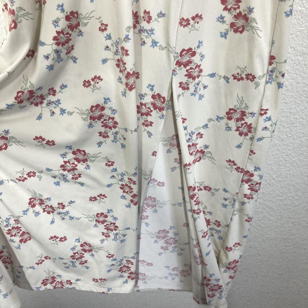WAYF Cotagge Core Dress Womens XS Cream Floral Maxi Short Sleeve V Neck Stretch - Picture 13 of 15